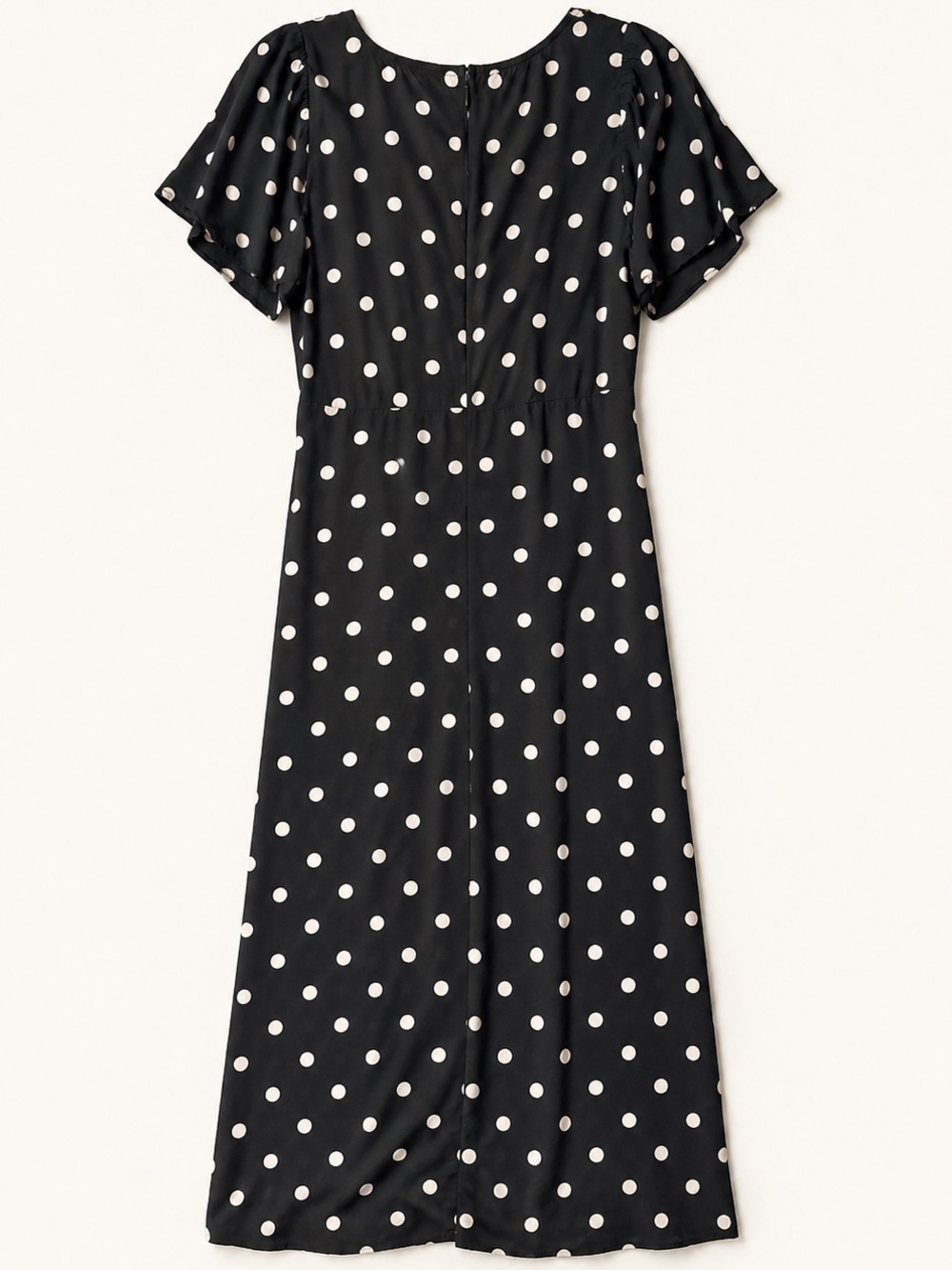 Madewell V-Neck Flutter Sleeve Midi Dress Black Polka Dot Size 2 - Picture 3 of 7